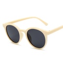[10110] PL-H007 Korean INS Hot Fashion Bulat Mata Kucing Kacamata Hitam Wanita/Pria Sunglasses MK01 (PL-H007-Beige)
