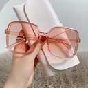 [10456] PL-WW006 Kacamata Hitam Pelindung UV Bentuk Kotak Oversize Gaya Eropa Untuk Wanita (PL-WW006-Pink Transparent)