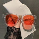 [10485] PL-WW007 Kacamata Wanita Pria Optik Anti Sunglass Dengan Fashion Sunglasses Kacamata Hitam (PL-WW007-Clear/Red)