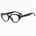 [10680] PL-WW012 Kacamata Cat Eye Wanita Pria Anti UV Frame Bingkai Titik Dua New Fashion Trendy (PL-WW012-Black/Clear)