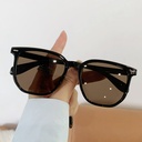 [10688] PL-H022 Kacamata Hitam Terbaru Unisex Kotak Kacamata Sunglasses Import Wanita Pria Kacamata Fashion (PL-H022-Black/Brown)