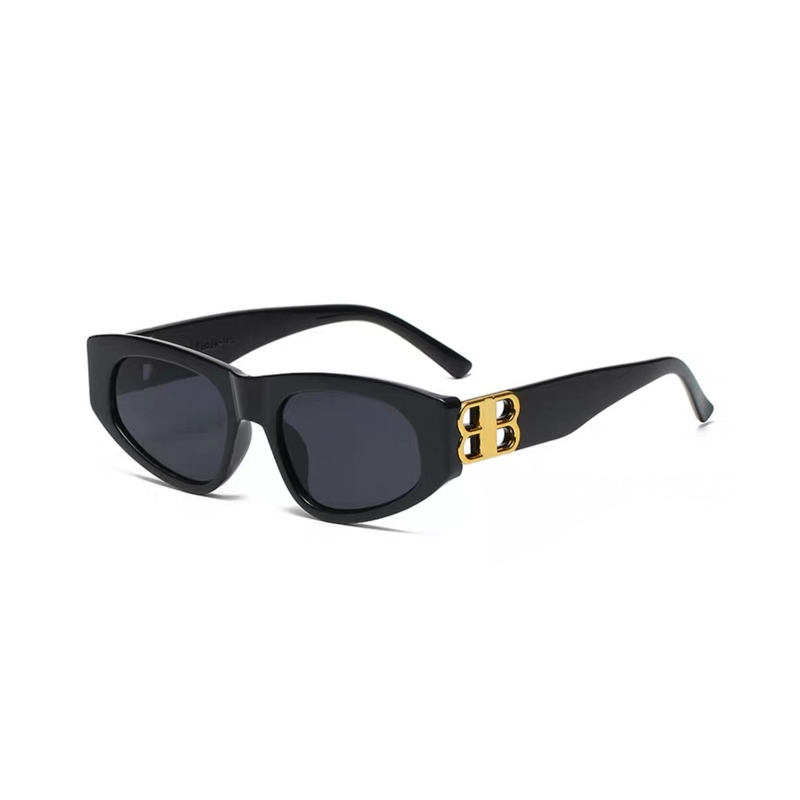 PL-H025 Kacamata Hitam Wanita Double B Logo Anti Uv Fashion Retro Vintage Frame Persegi Minimalis Kekinian