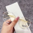 [10814] PL-AR012 Kacamata Anti Radiasi Wanita /Kacamata Stylish Lucu Bulat/ Kacamata (PL-AR012-Clear)