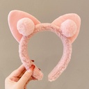 [10829] BD-A003 Bando Karakter Telinga kucing Bandana Pom-Pom Bulu Gaya Korea Fashion Aksesoris Rambut Wanita Headband Cloud Empuk (BD-A003-Pink)