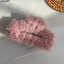 [10846] JR-A005 Jepit Rambut Bulu Bulu Jedai Wanita Cantik New Fashion Square Large Plush Fluffy Hair Claw Clips (JR-A005-Pink)
