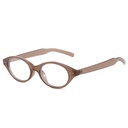 [11059] PL-AR017 Kacamata Retro Korean Style Bingkai Oval Kecil Anti Radiasi (PL-AR017-Tea)