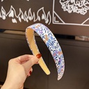 [11175] BD-A004 Bando Korea Motif Bunga dan Kotak Fashion Wanita Premium (BD-A004-Blue/Flower)