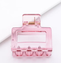[11209] JR-A002 Jepitan Rambut Model Kotak 5Cm Polos Jedai Wanita Bahan Plastik Korean Hair Claw Clip Women Fashion Geometric (JR-A002-Pink/Transparant)
