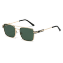 [11221] M-MX002-P2 Kacamata Premium Quality Double Bridge Luxury Metal Gradient Sun Glasses Unisex (M-MX002-P2-Gold/Dark Green)