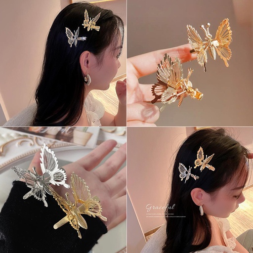JR-A016 Jepit Rambut Motif Kupu-Kupu Gold Silver Jepit Klip Rambut Wanita Korea Fashion Hair Murah