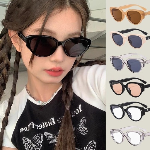 PL-WW012 Kacamata Cat Eye Wanita Pria Anti UV Frame Bingkai Titik Dua New Fashion Trendy