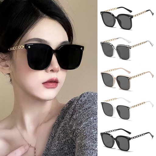 PL-H023 Kacamata Hitam Wanita Frame Model Rantai Logam Plastik Oversized Women Sunglasses Chain Frame Mode Fashion Ootd Style